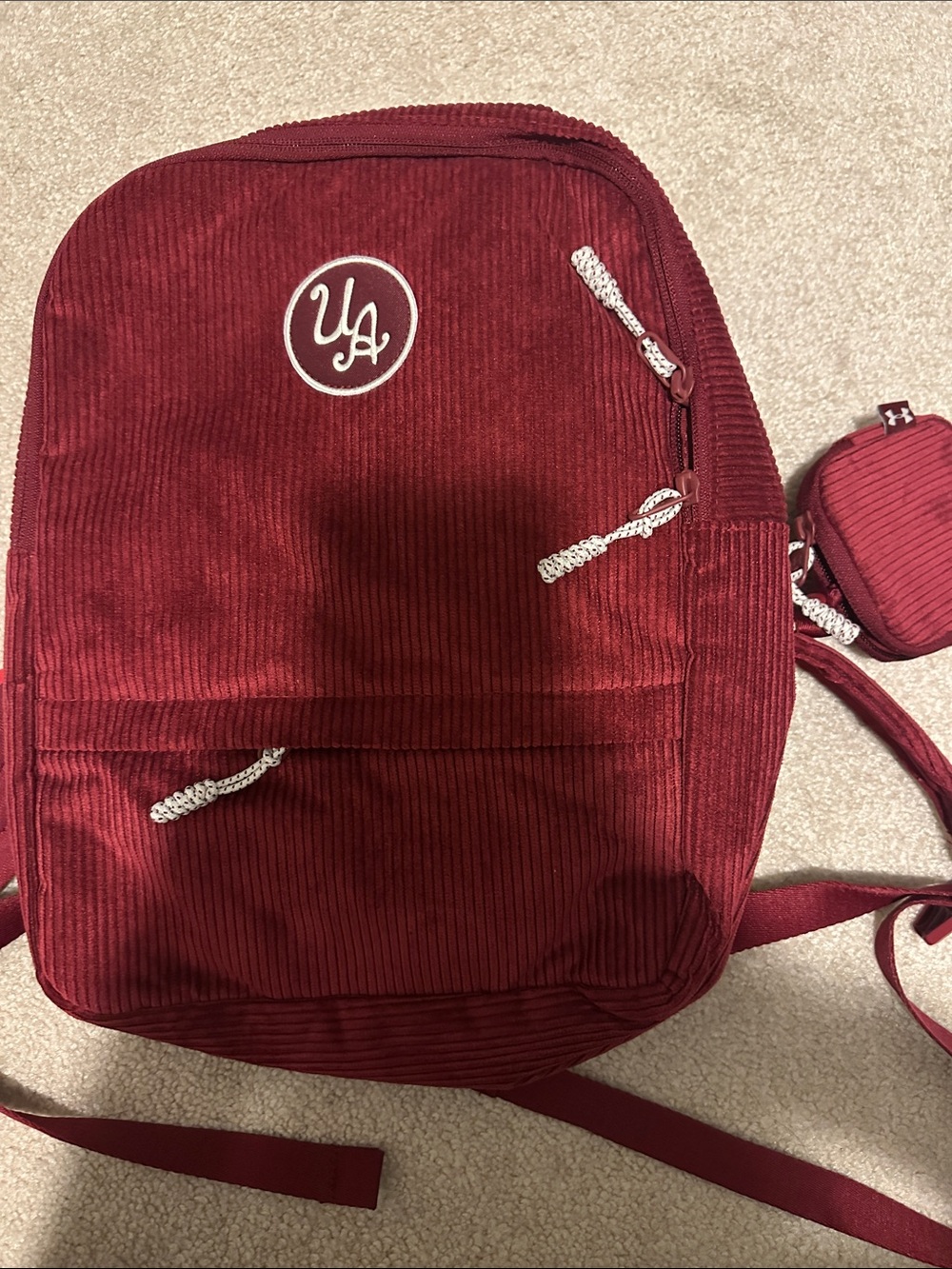 Under Armour Burgundy Corduroy Backpack with Logo